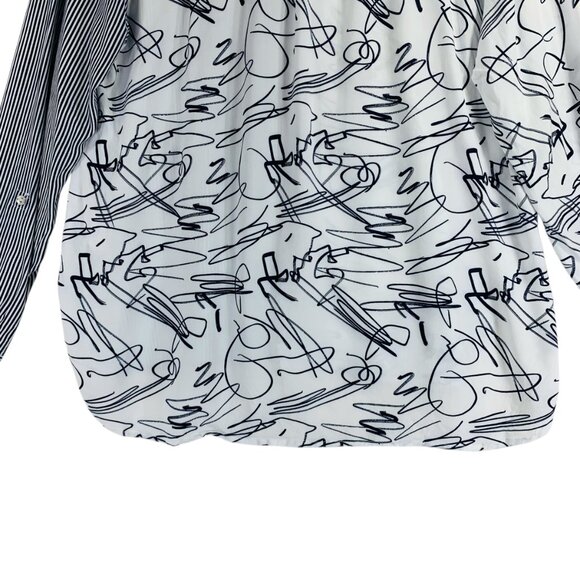mix print blk& wht long sleeve blouse top semi fitted sz xl Marie Claire - Picture 11 of 16